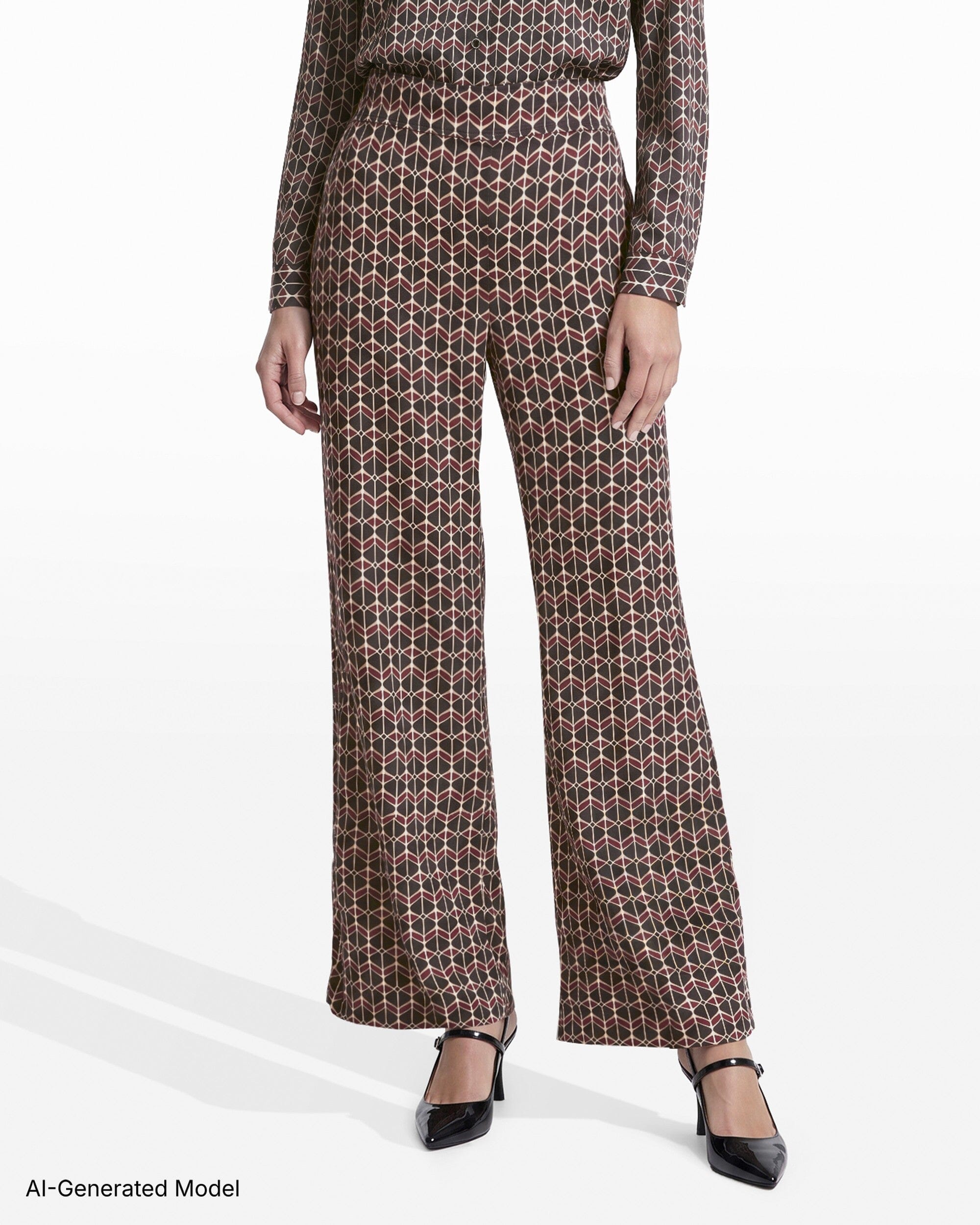 Anne Klein High Rise Pull-On Wide Leg Pant