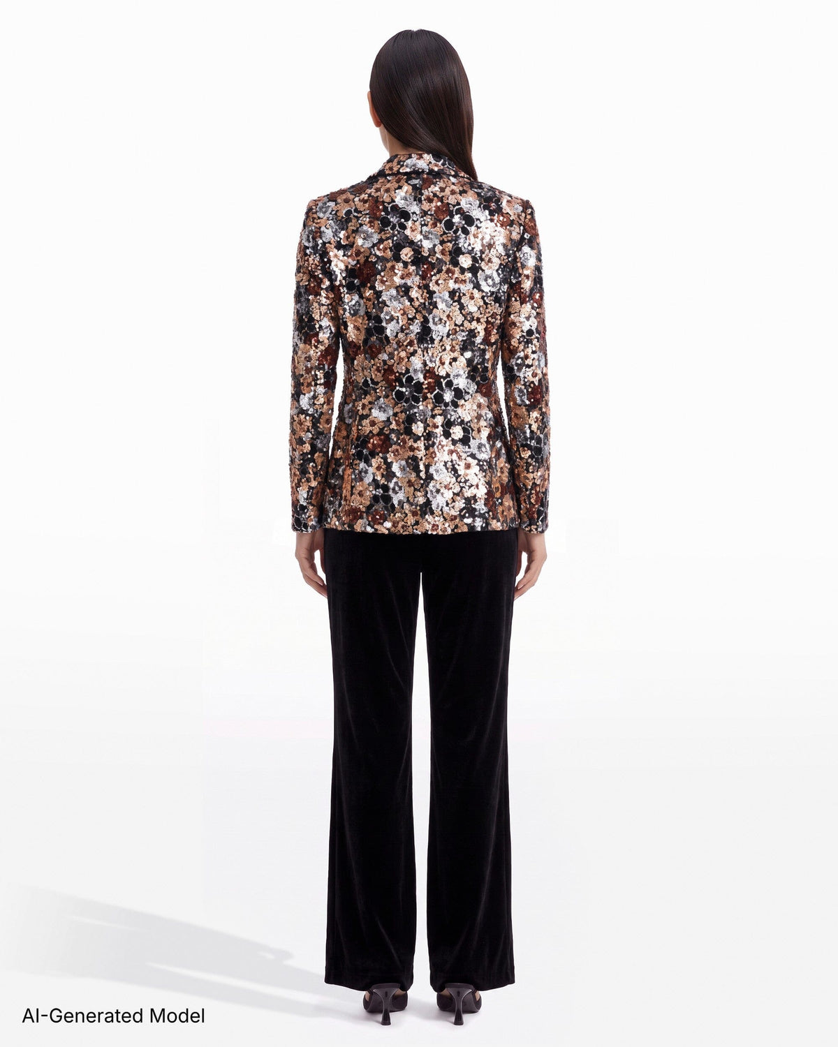 Anne Klein One-Button Notch Collar Sequin Jacket