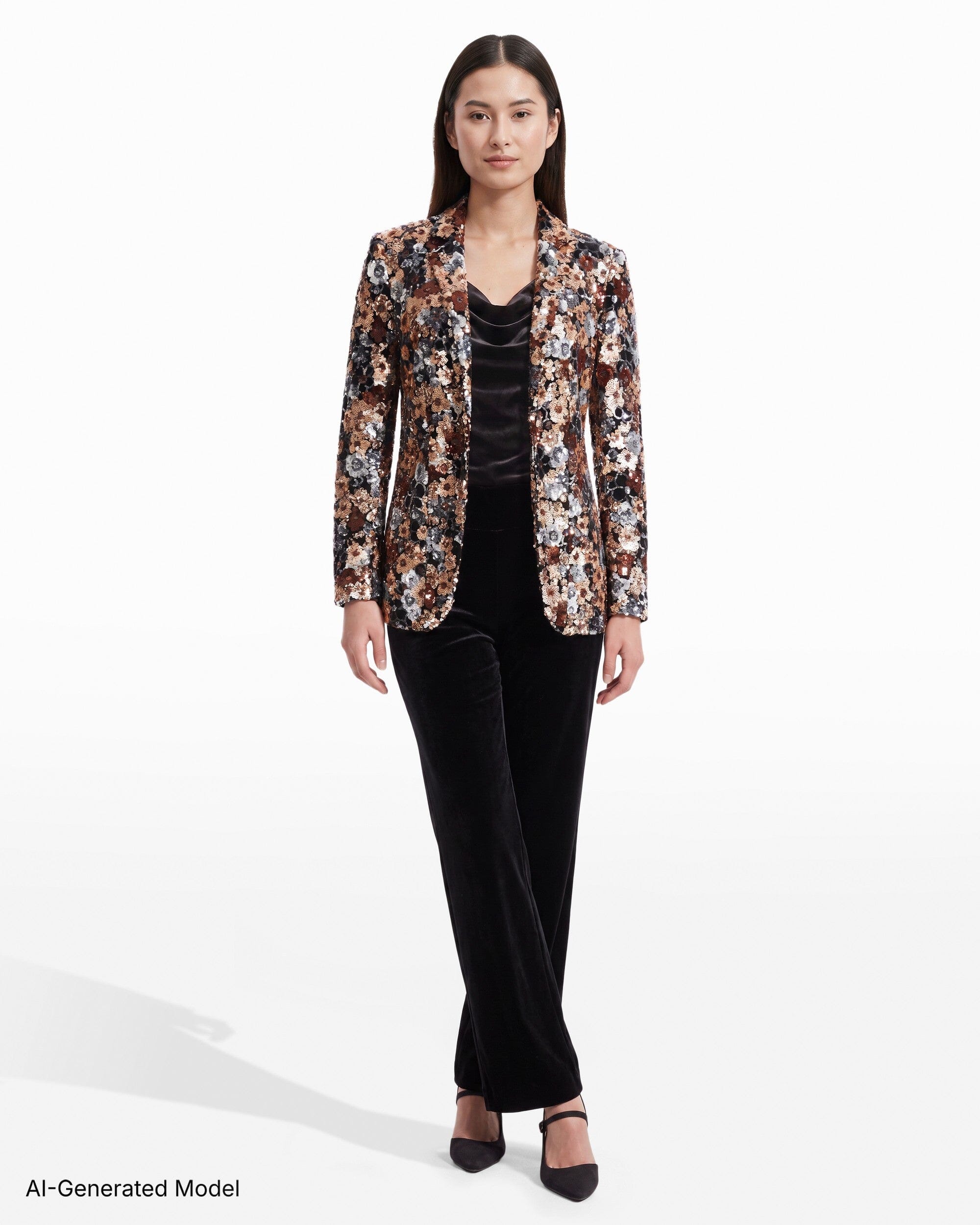 Anne Klein One-Button Notch Collar Long Sleeve Jacket