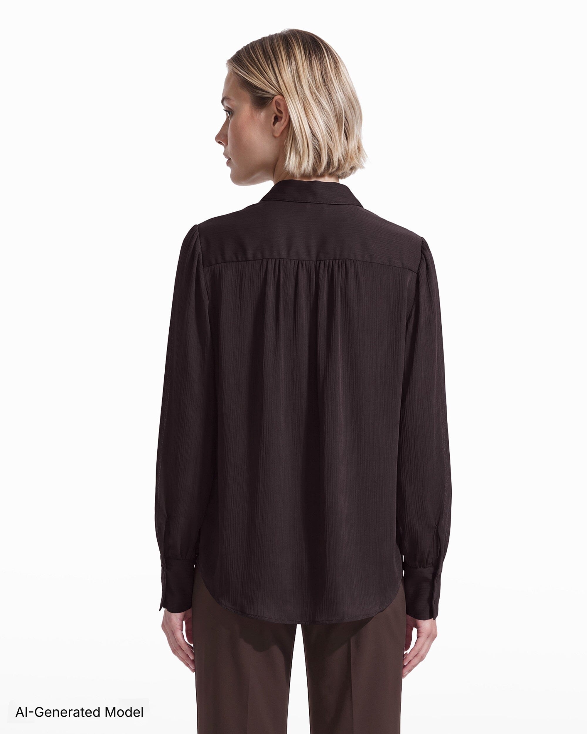 Anne Klein Long Sleeve V-Neck Pleated Front Blouse