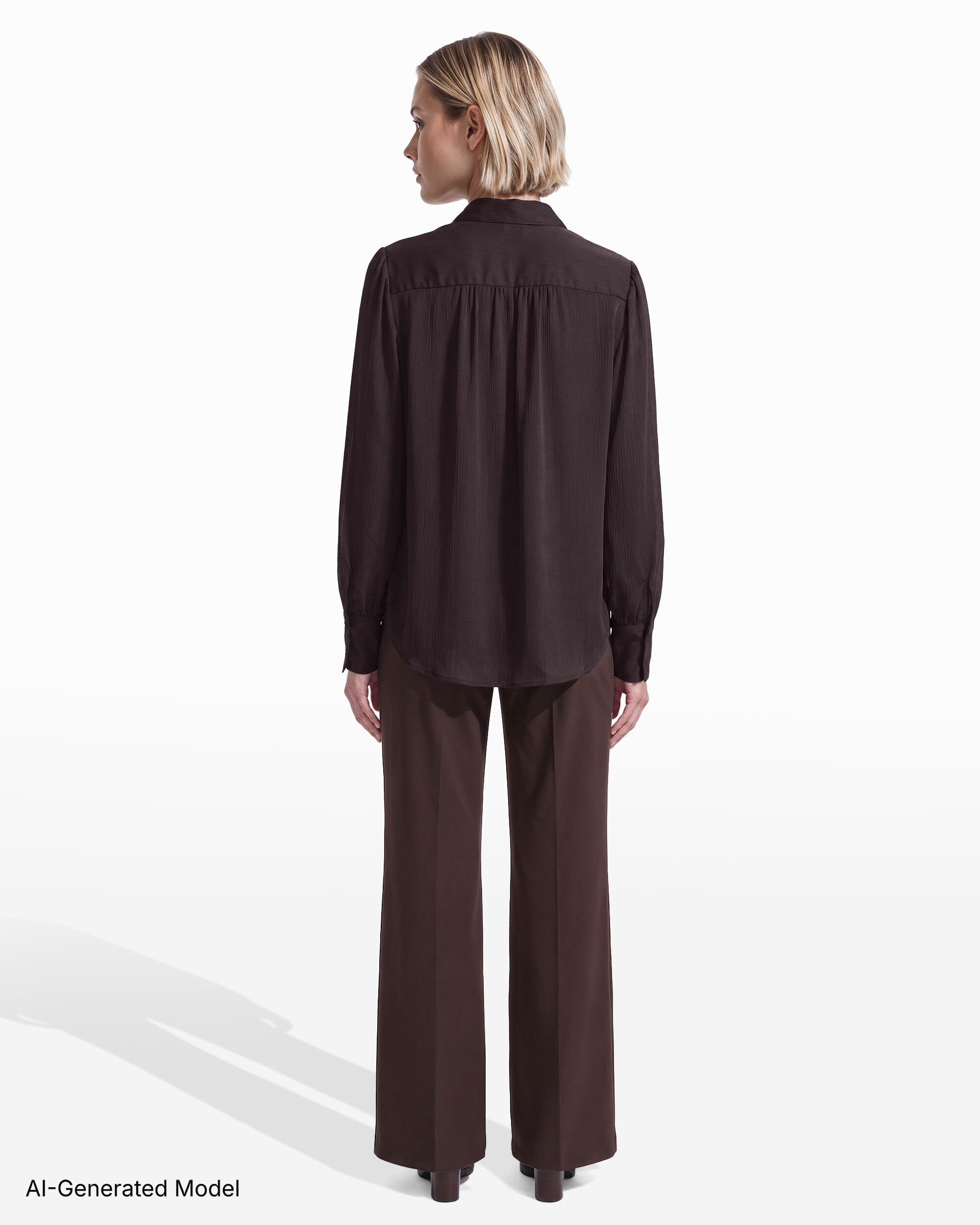 Anne Klein Long Sleeve V-Neck Pleated Front Blouse
