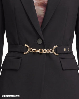 Anne Klein Belted Notch Lapel Single-Button Jacket