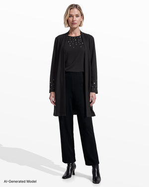 Anne Klein Long Sleeve Open Cardigan with Grommet Trim
