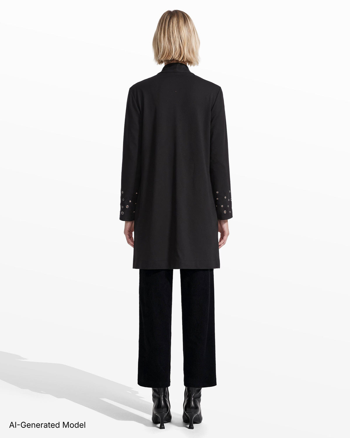 Anne Klein Long Sleeve Open Cardigan with Grommet Trim