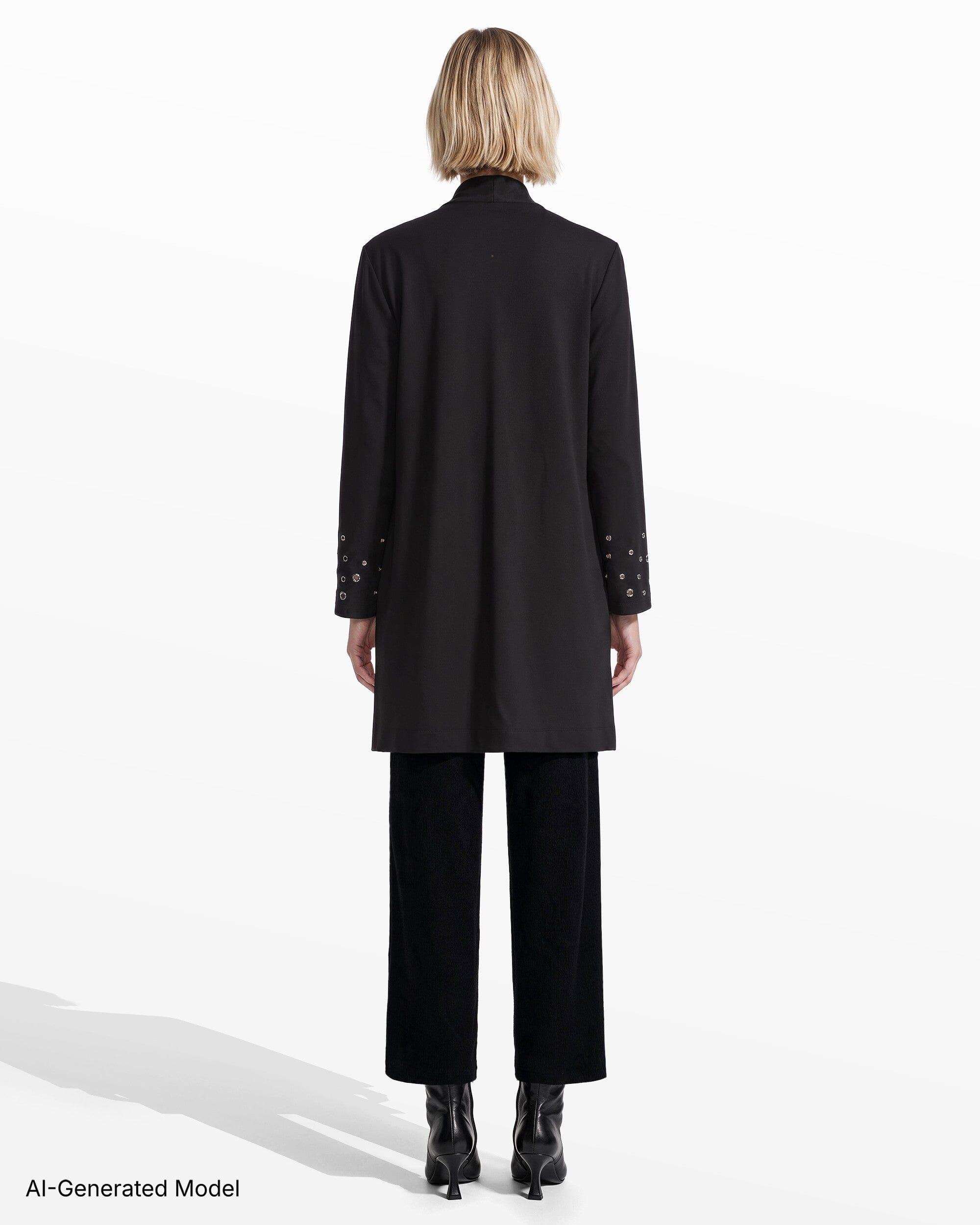 Anne Klein Long Sleeve Open Cardigan with Grommet Trim