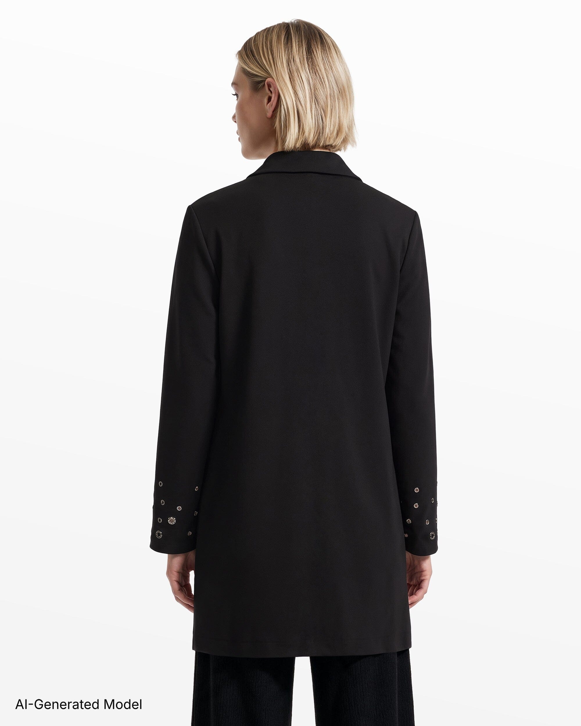 Anne Klein Long Sleeve Open Cardigan with Grommet Trim