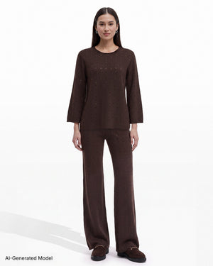 Anne Klein Heat Set Crew Neck Long Sleeve Sweater