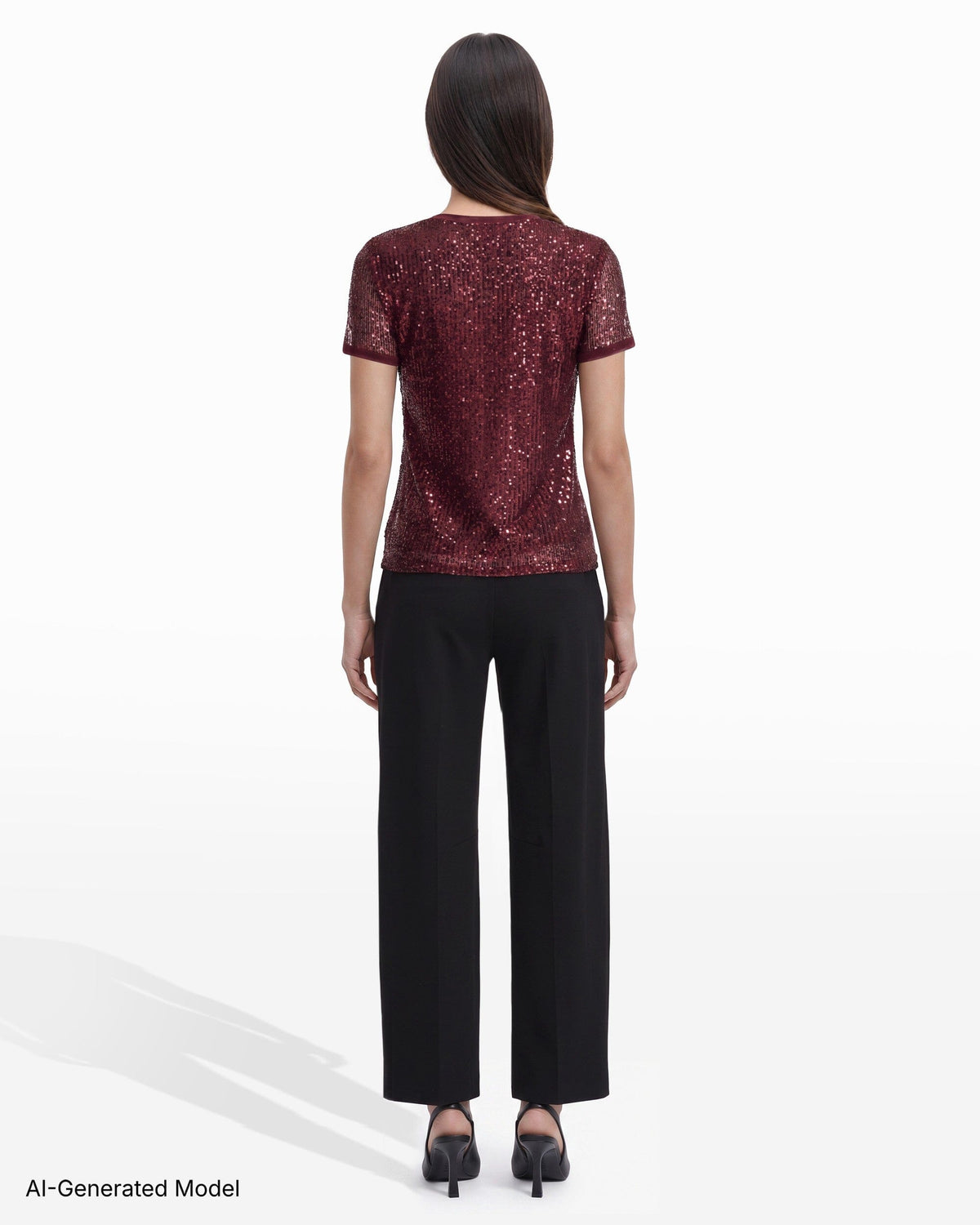 Anne Klein Sequin Crew Neck Knit Top
