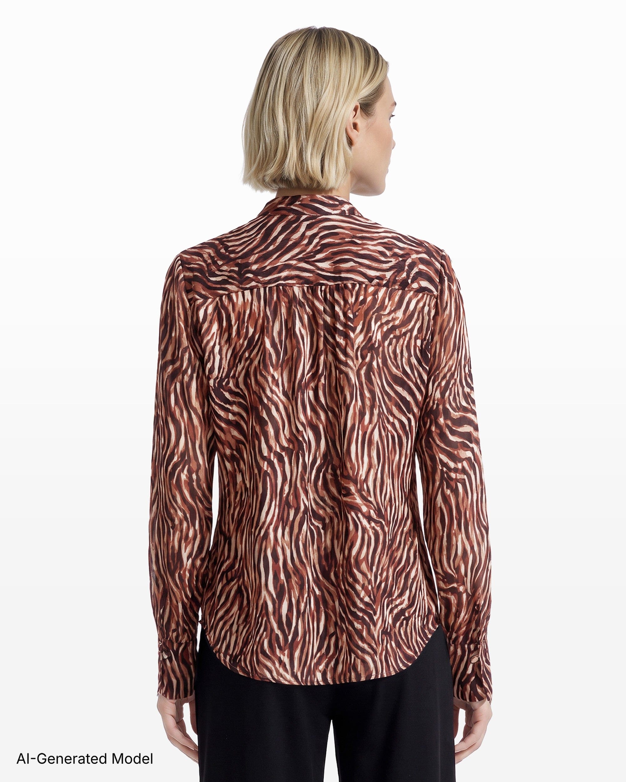 Anne Klein Long Sleeve Pleated Front Blouse