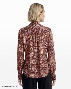Anne Klein Long Sleeve Pleated Front Blouse