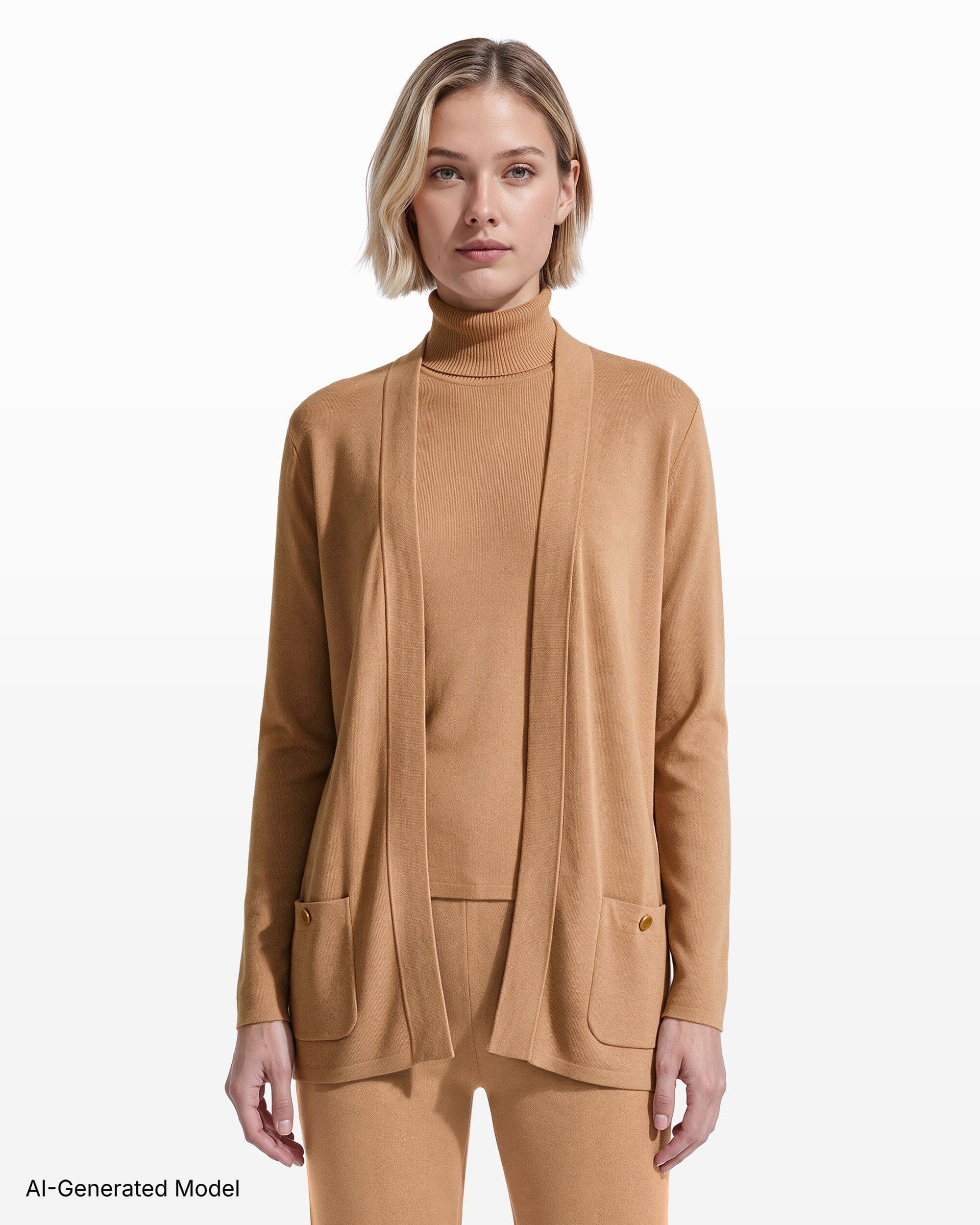 Anne Klein Long Sleeve Cardigan with Patch Pockets
