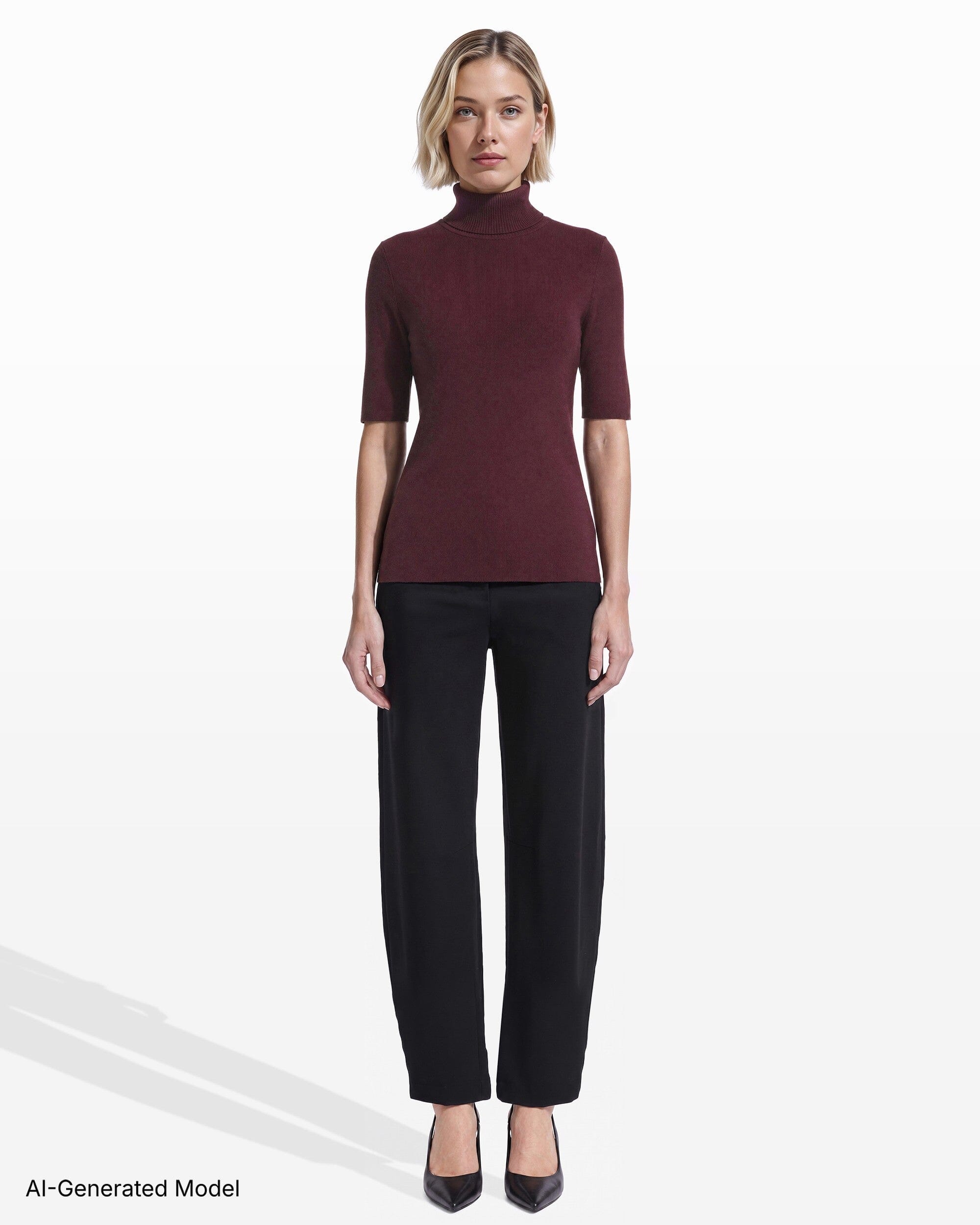 [SKU:12056544_AW6] Three-Quarter Sleeve Turtleneck Sweater