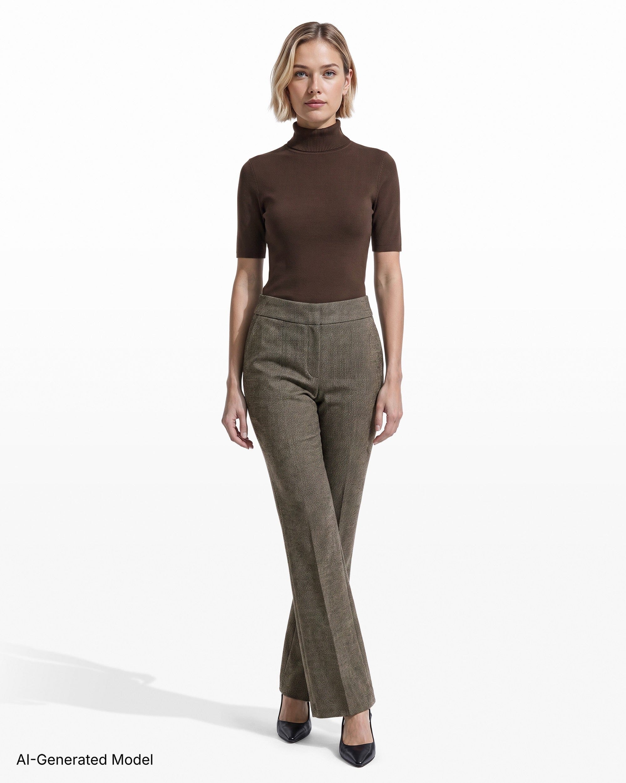 [SKU:12066396_9XO] Pull-On Mid-Rise Pant with Slash Pockets