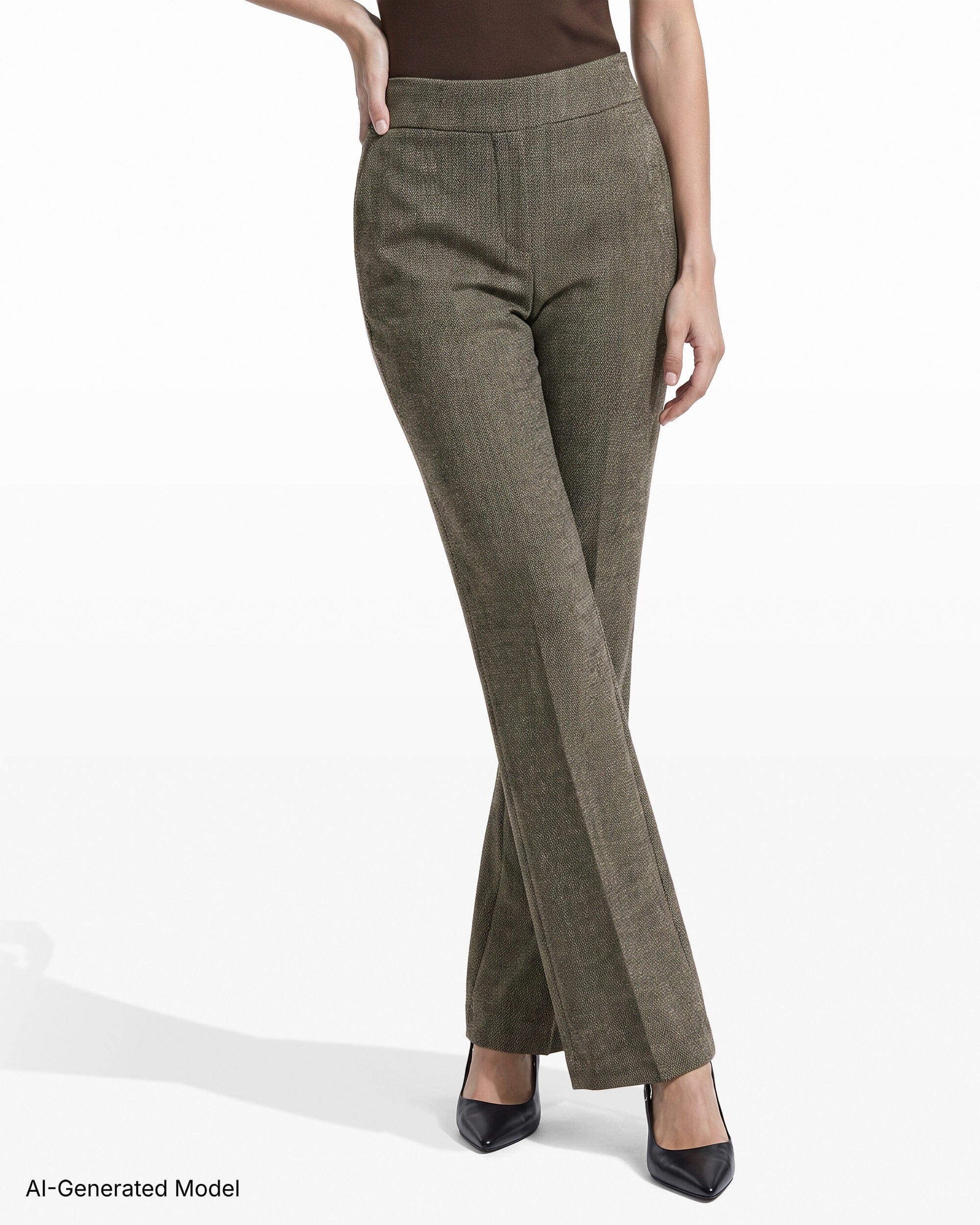 [SKU:12066396_9XO] Pull-On Mid-Rise Pant with Slash Pockets