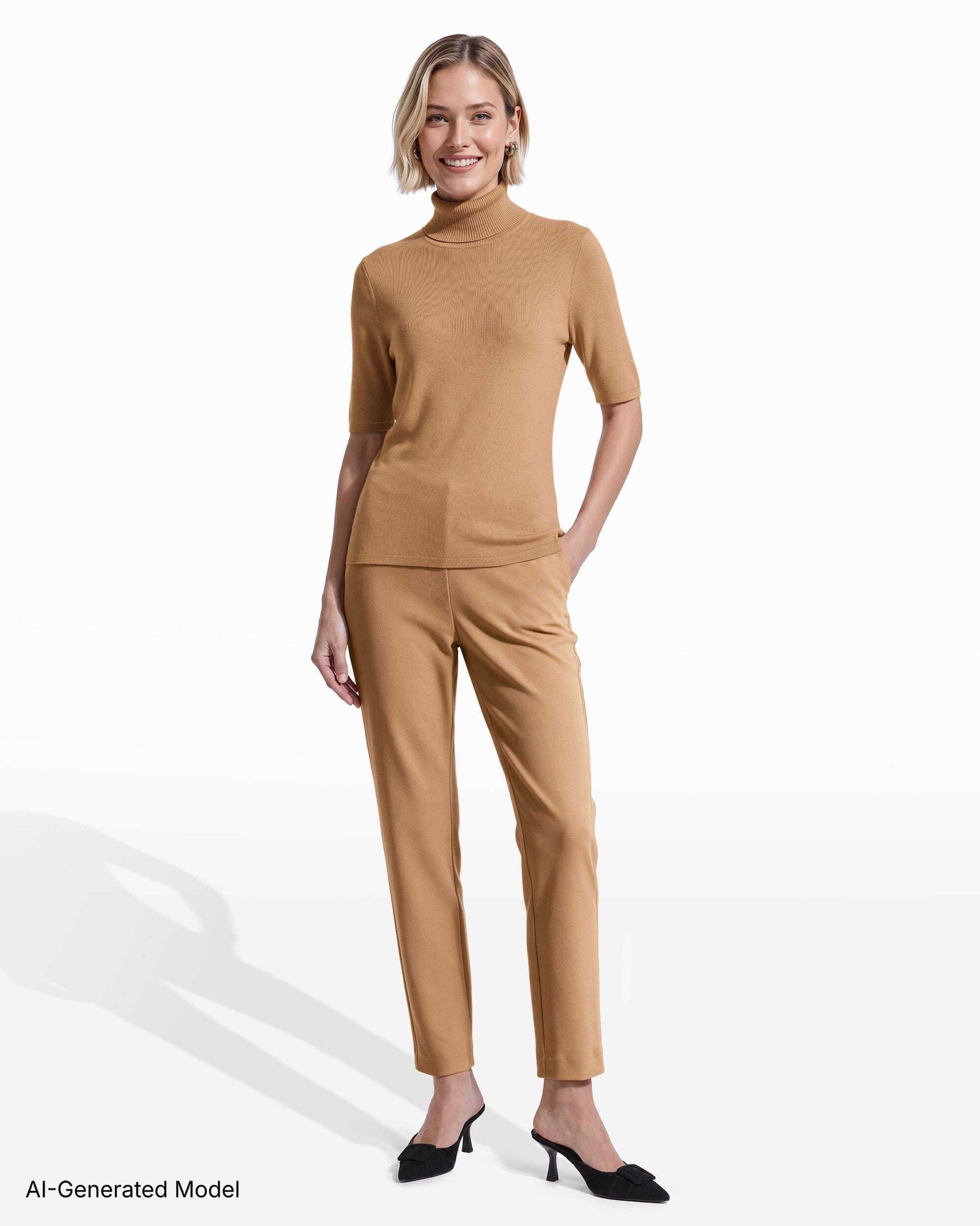 [SKU:12056544_1EH] Three-Quarter Sleeve Turtleneck Sweater