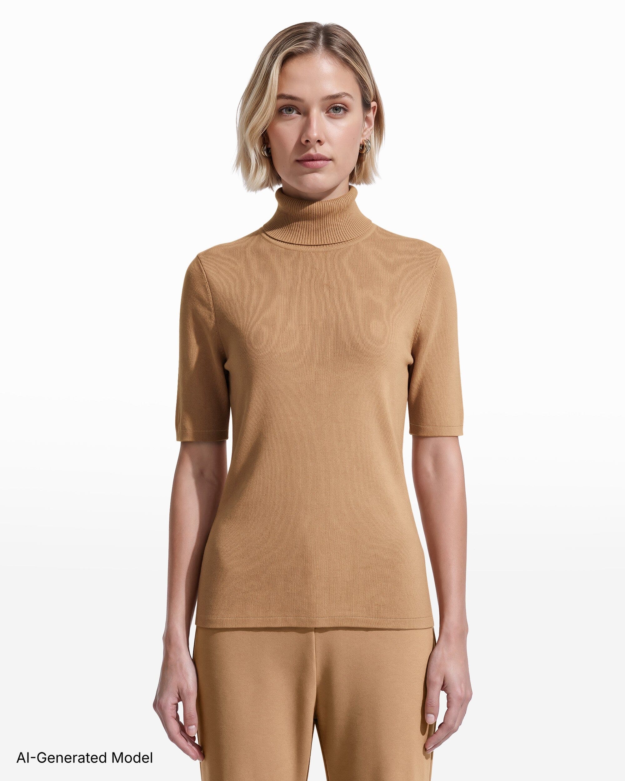 [SKU:12056544_1EH] Three-Quarter Sleeve Turtleneck Sweater