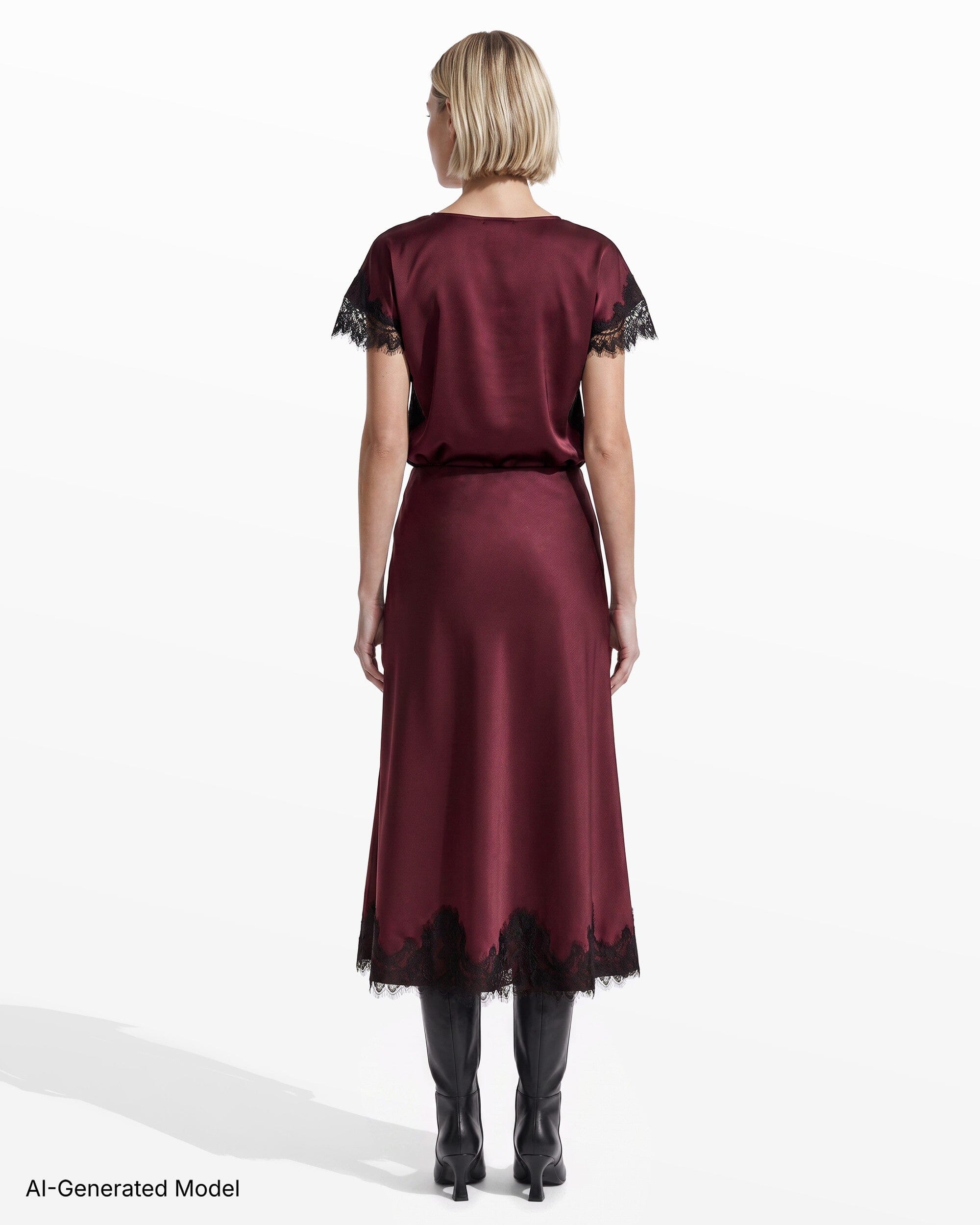 Anne Klein Bias Flared Skirt with Lace Trim