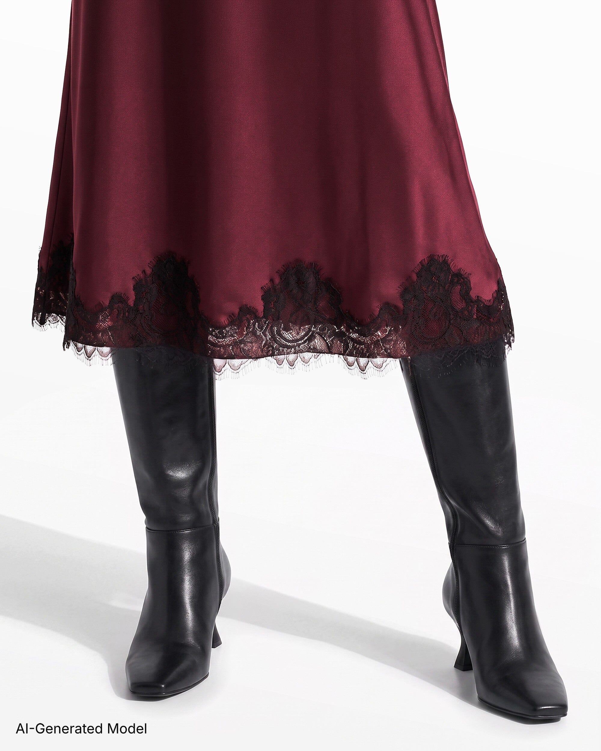 Anne Klein Bias Flared Skirt with Lace Trim