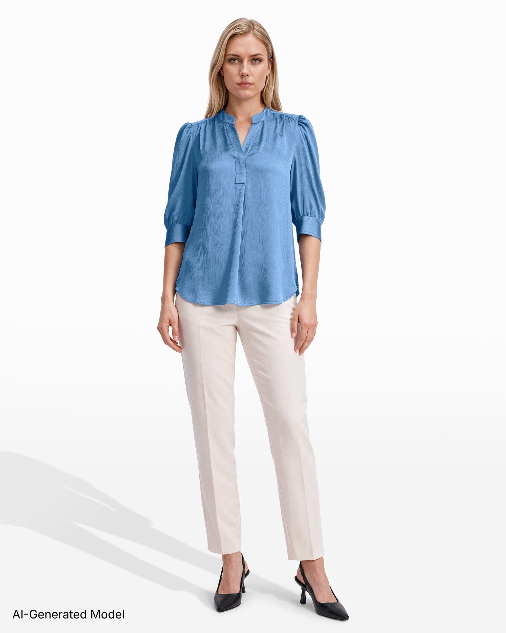 Anne Klein Short Puff Sleeve Blouse