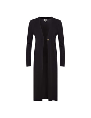 Anne Klein Anne Black Side Slit Long Cardigan