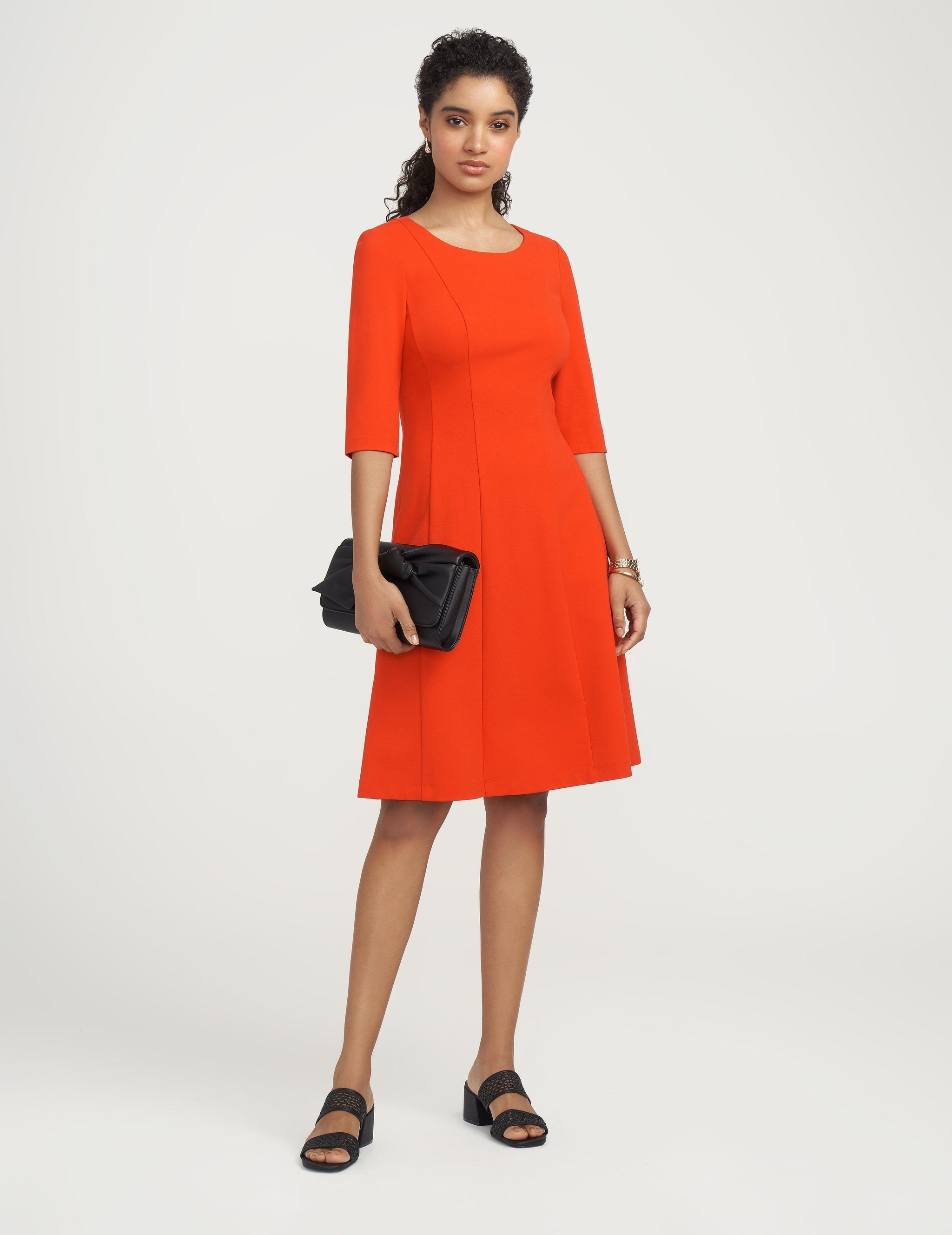 Anne Klein Three Quarter Sleeve Fit And Flare Dress Poppy Clearance anne-klein-three-quarter-sleeve-fit-and-flare-dress-poppy-clearance