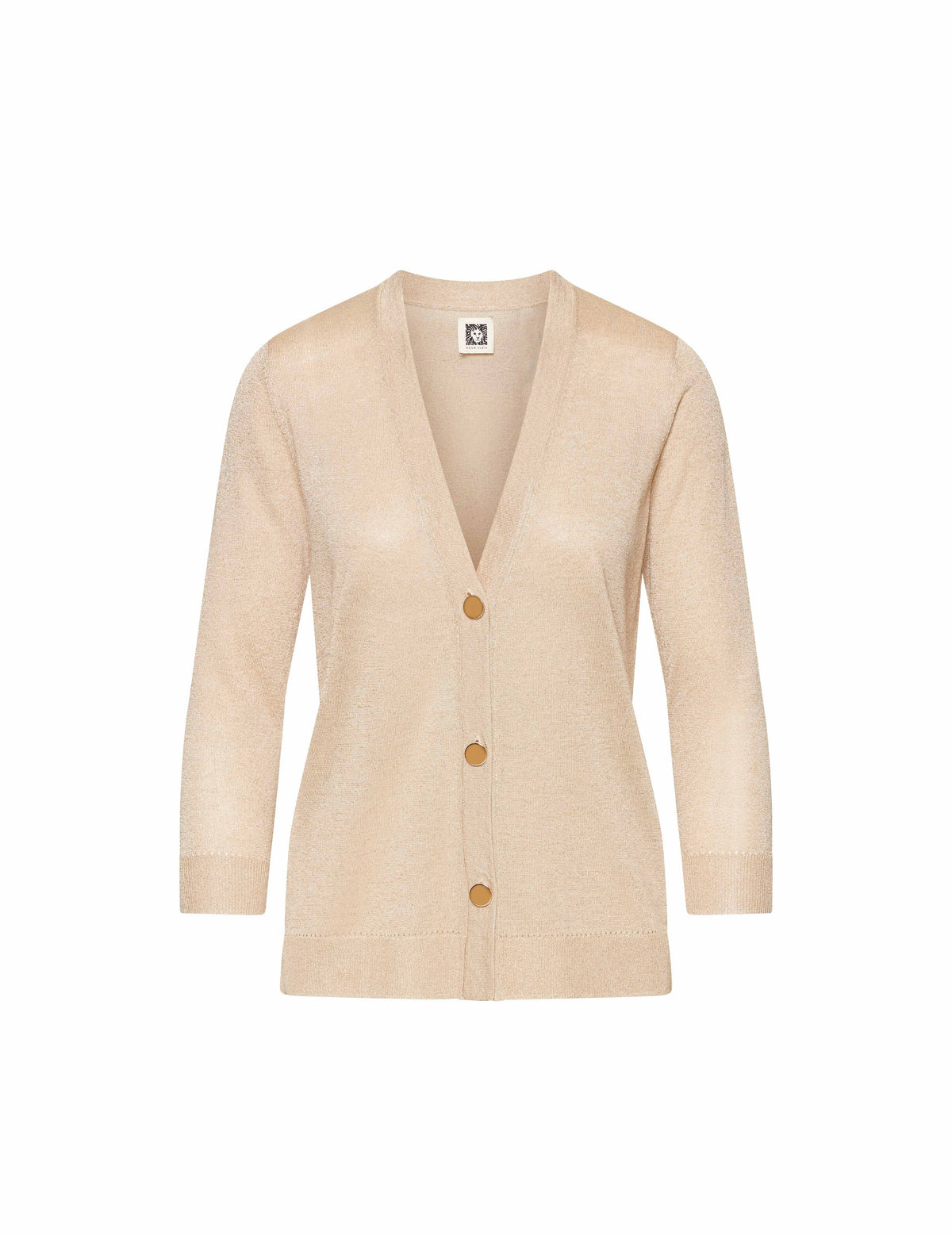 Anne Klein Light Gold 3/4 Sleeve Cardigan With Hi-low Hem- Clearance