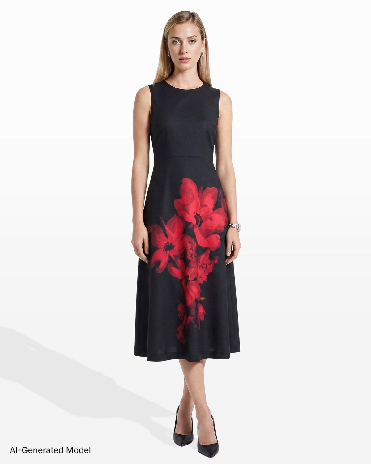 Anne Klein Printed Scuba Sleeveless Dress