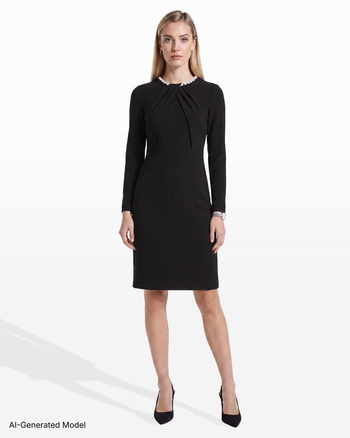Anne Klein Embellished Twist Neck Dress