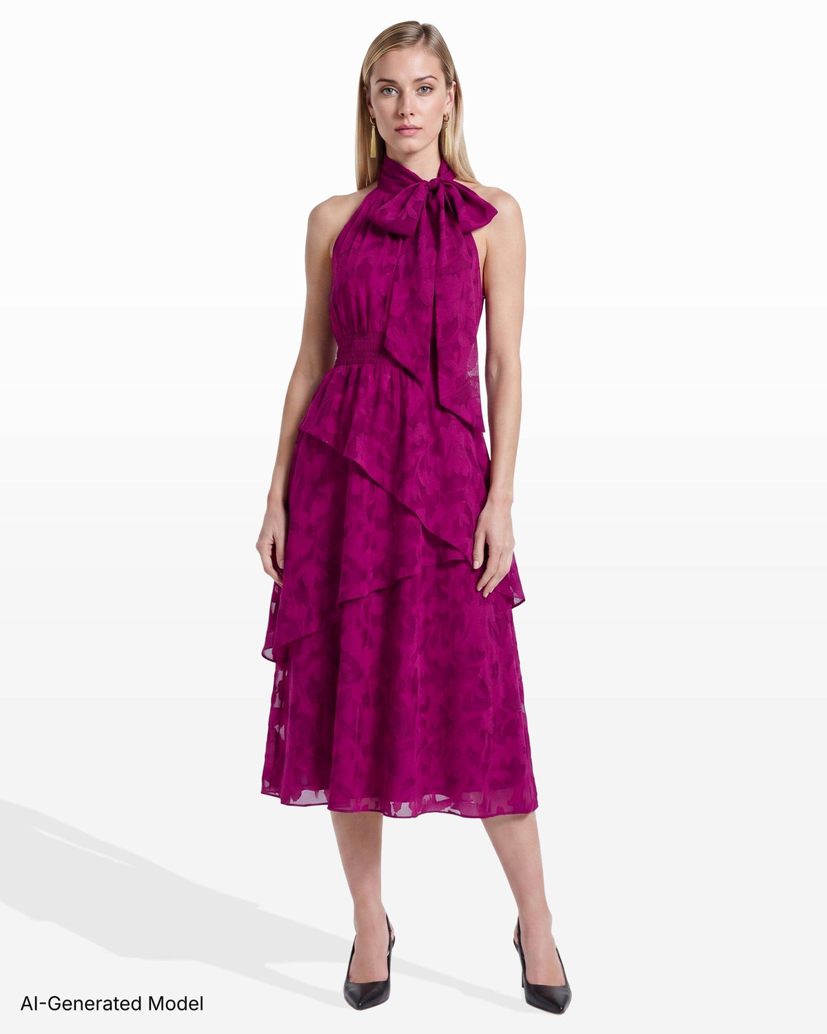 Anne Klein Tie Neck Midi Dress