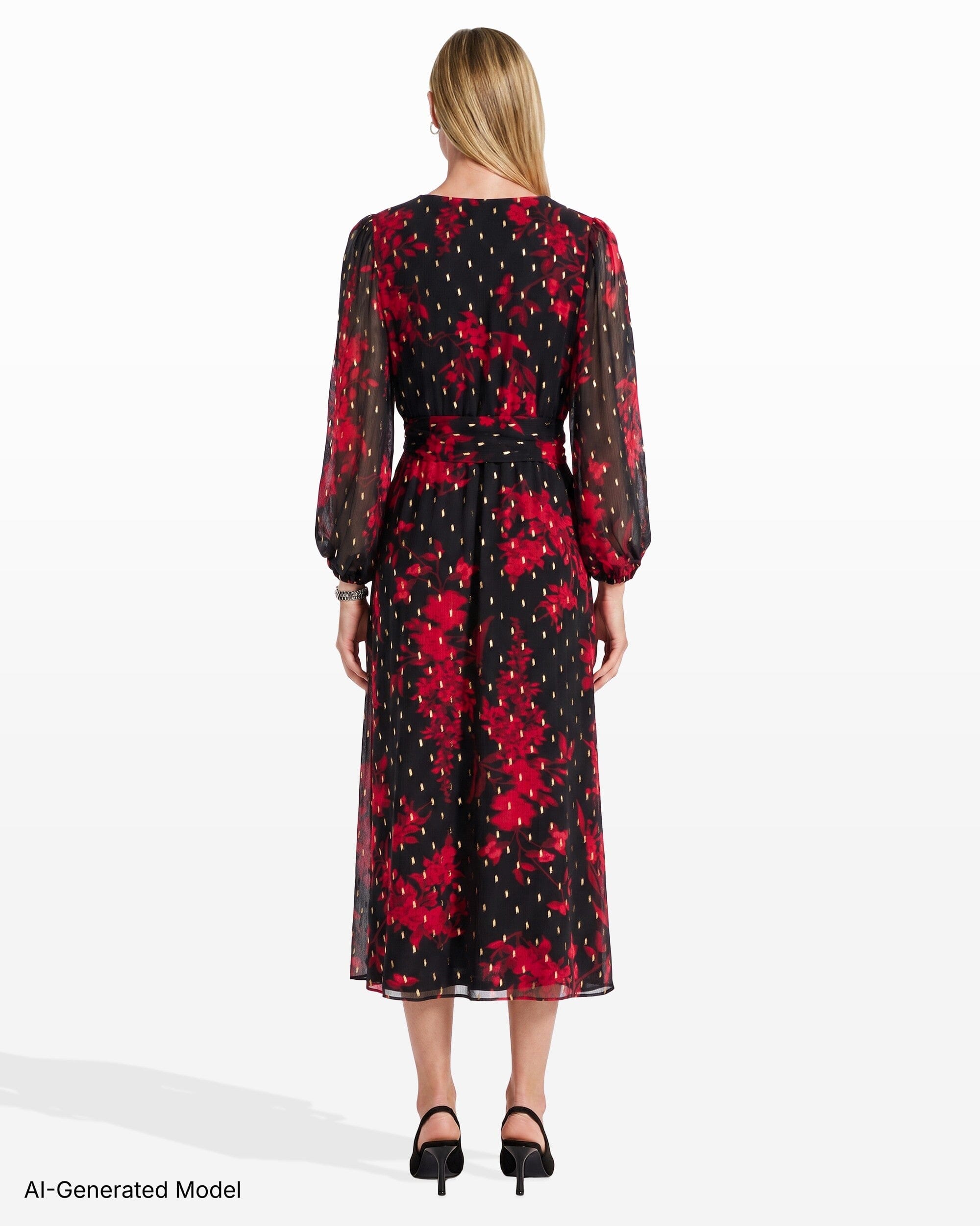 Printed Chiffon V-Neck Midi Dress Dresses Kasper