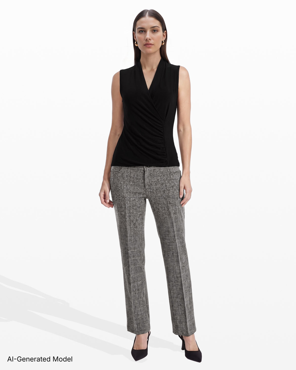[SKU:12063068-3QK] Faux Wrap Top
