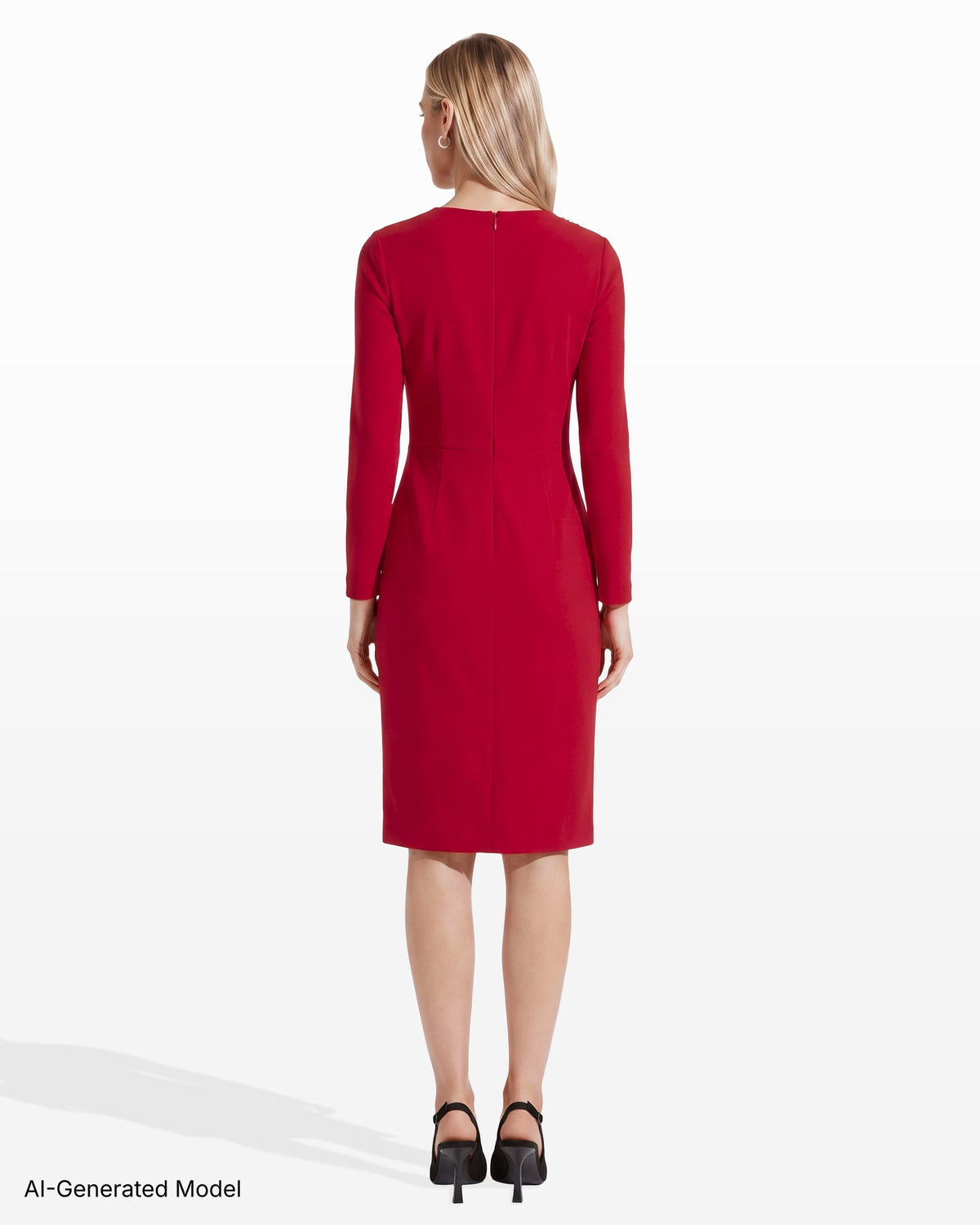[SKU:12070550-4RK] Embellished Draped Neck Dress