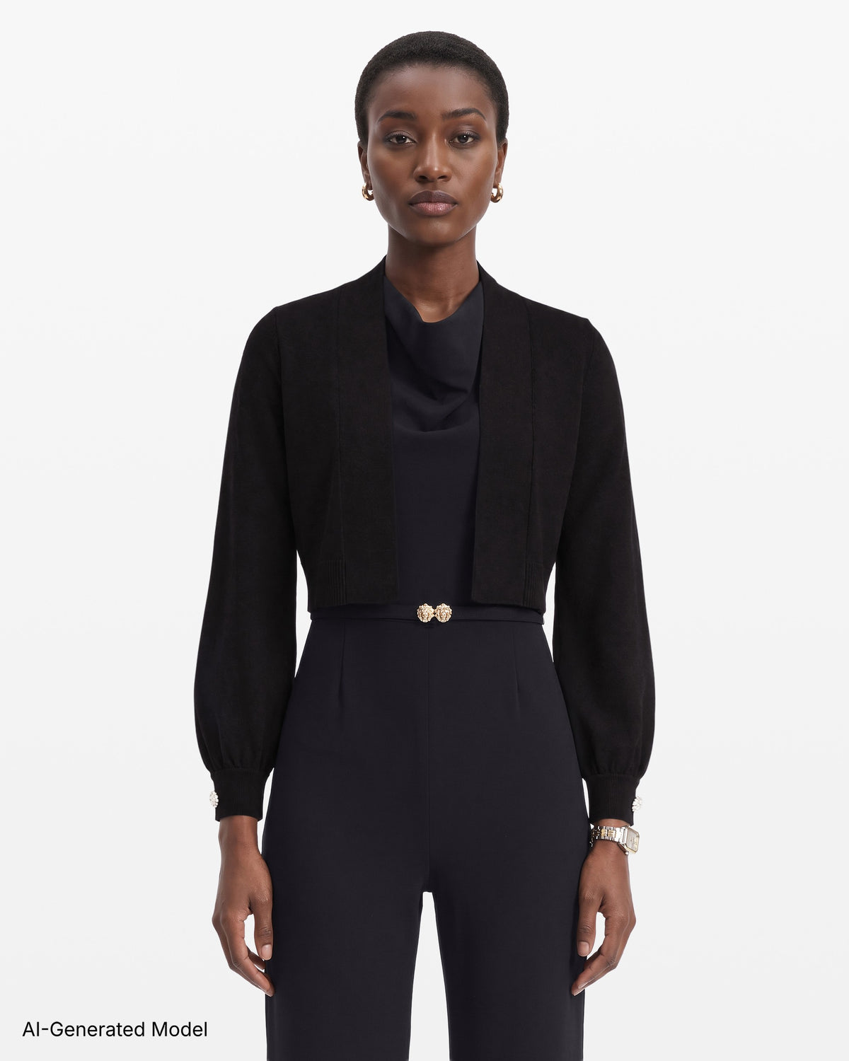 [SKU:10990631-3QK] Long Sleeve Cuff Open Shrug