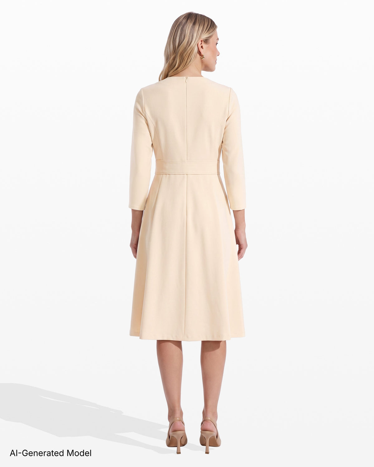 [SKU:12068216-6EM] A-Line Tie Waist Midi Dress