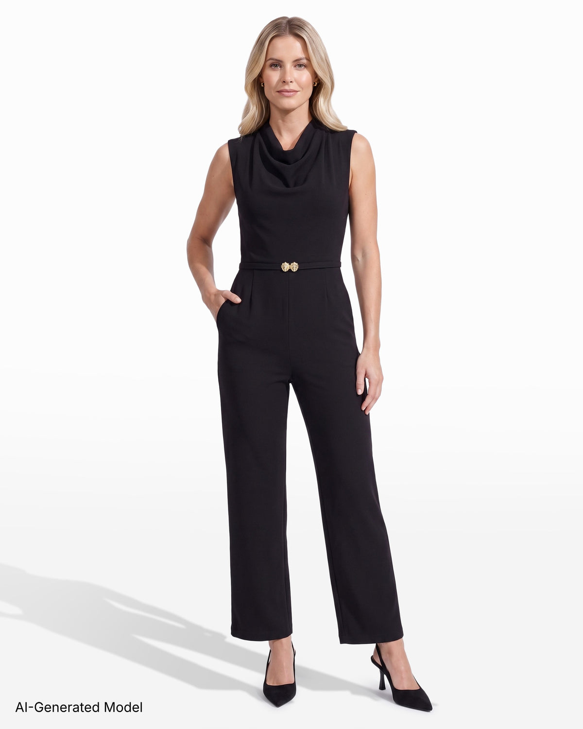 [SKU:12068249-3QK] Cowl Neck Jumpsuit