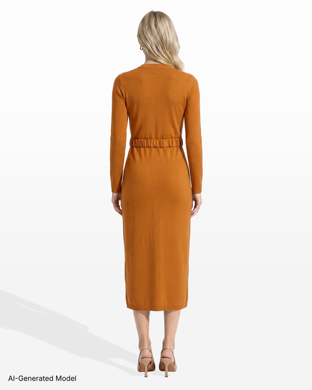 [SKU:12068884-4JU] Belted Button-Front Maxi Dress