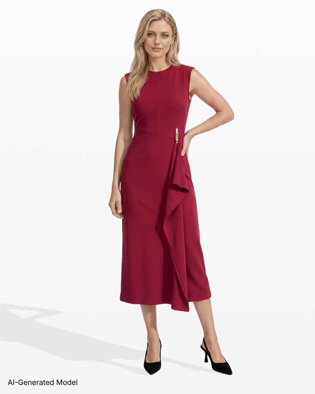 [SKU:12068626-Q44] Cascade Clip Midi Dress