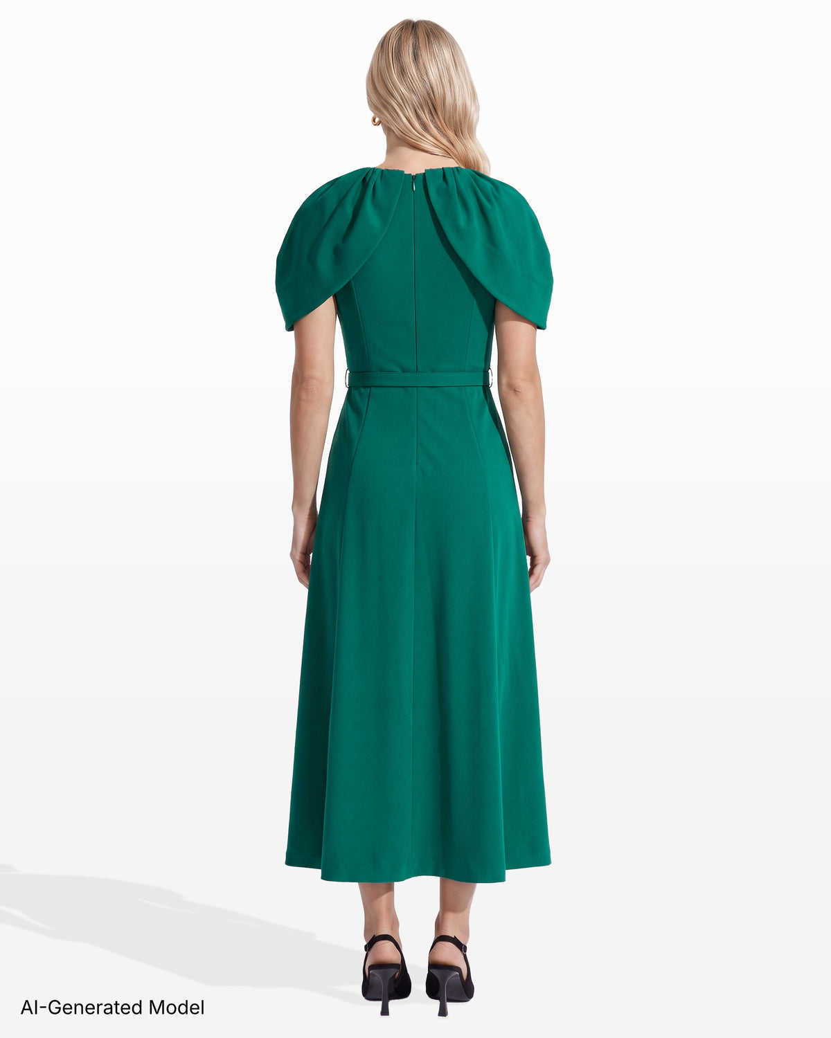 [SKU:12068662-6SO] Caplet Cold Shoulder Midi Dress