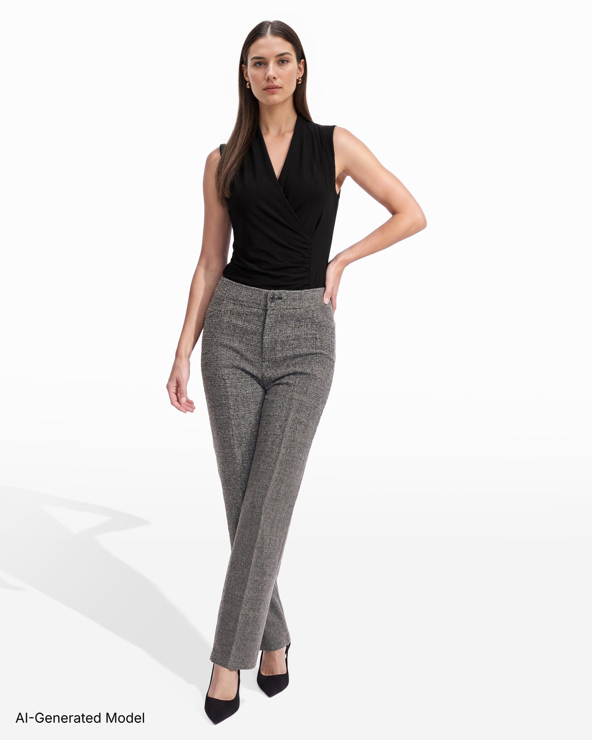 [SKU:12063854-0DQ] Mid Rise Boot Cut Fly Front Pant