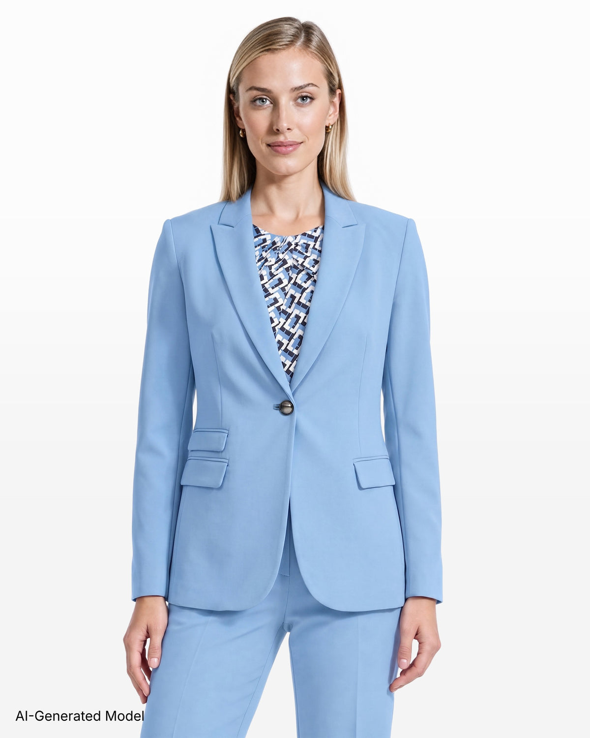 [SKU:12062891-1ED] One-Button Notch Lapel Jacket