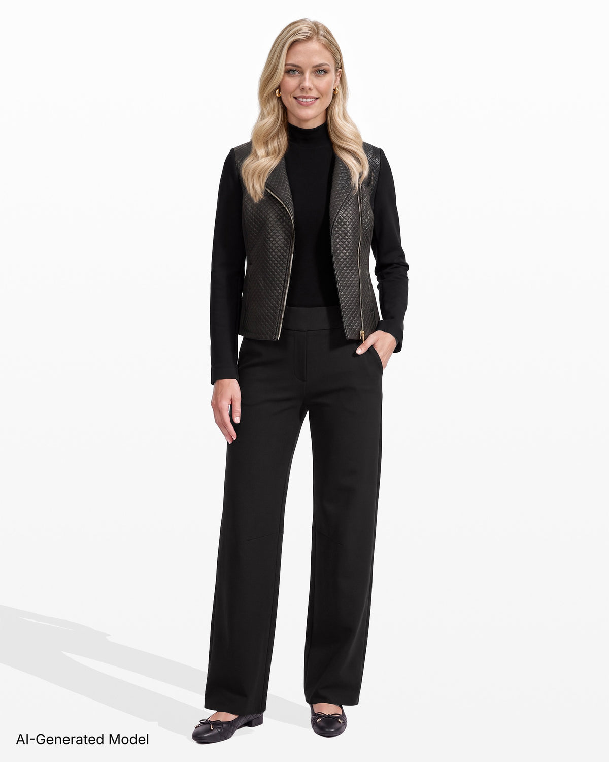 [SKU:12064191-3QK] Asymmetric Moto Jacket with Combo Detail