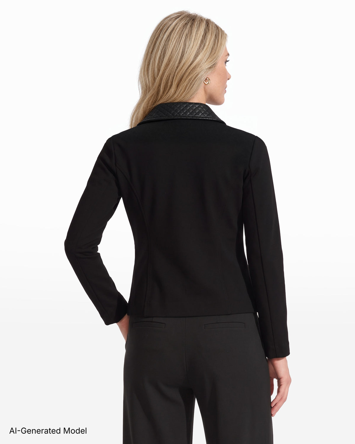 [SKU:12064191-3QK] Asymmetric Moto Jacket with Combo Detail