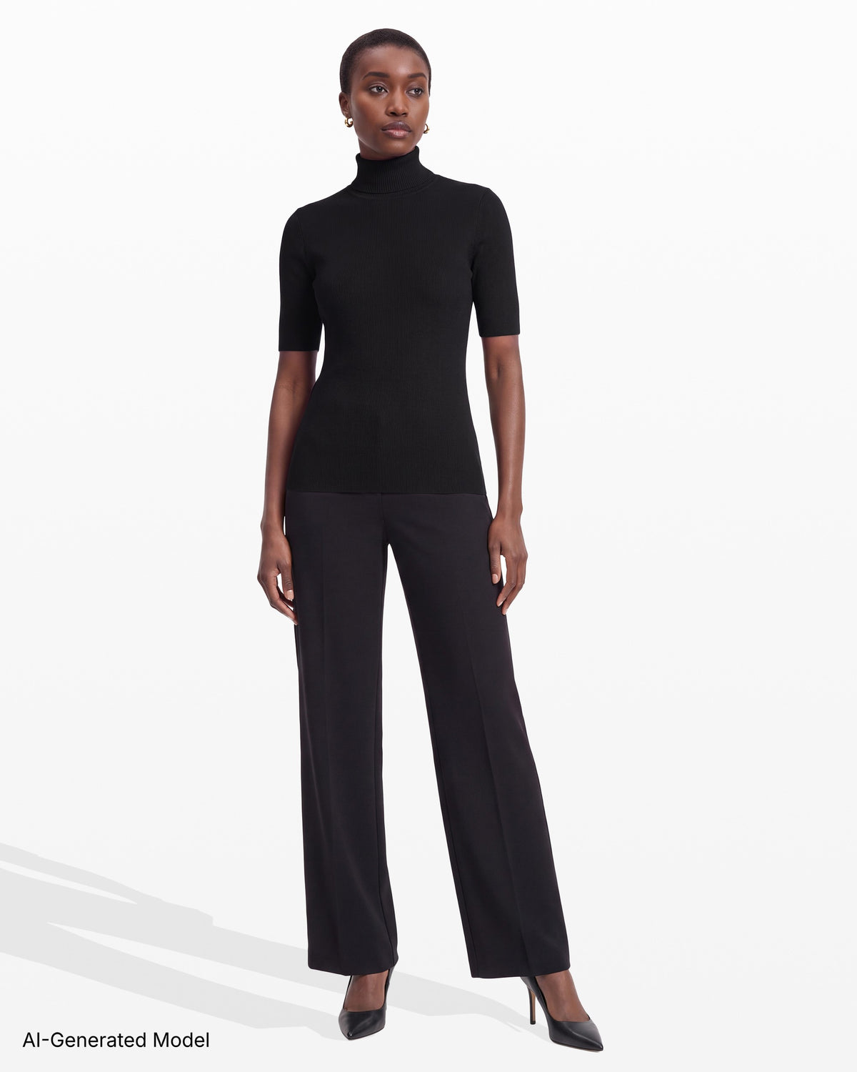 [SKU:12056544-3QK] Three-Quarter Sleeve Turtleneck Sweater
