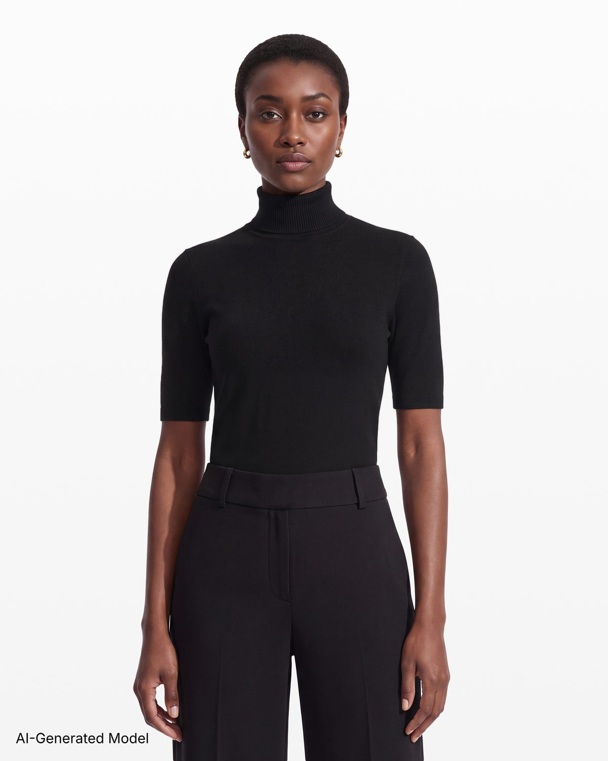 [SKU:12056544-3QK] Three-Quarter Sleeve Turtleneck Sweater