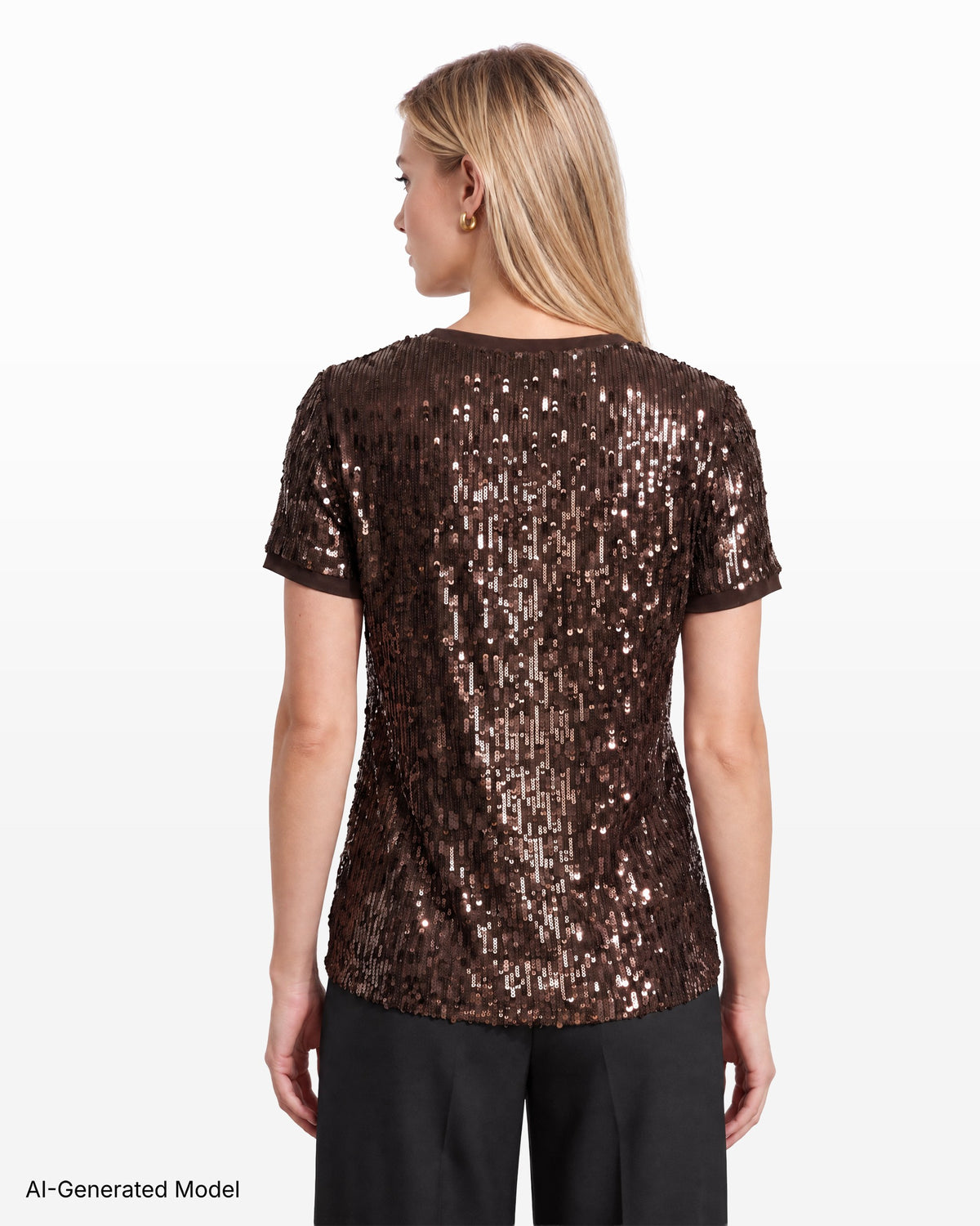 [SKU:12065673-5BJ] Sequin Crew Neck Knit Top