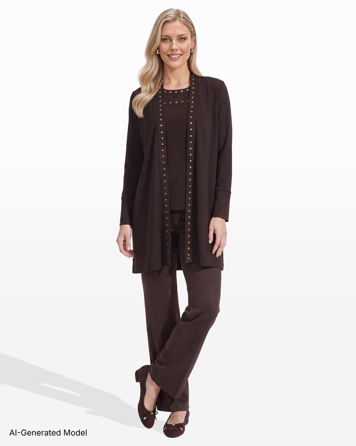 [SKU:12065913-5BJ] Long Sleeve Stud Cardigan