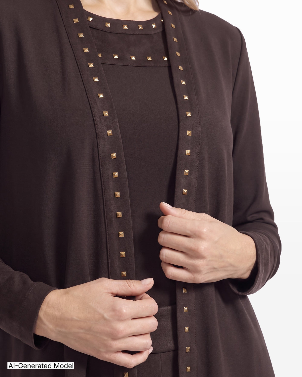[SKU:12065913-5BJ] Long Sleeve Stud Cardigan