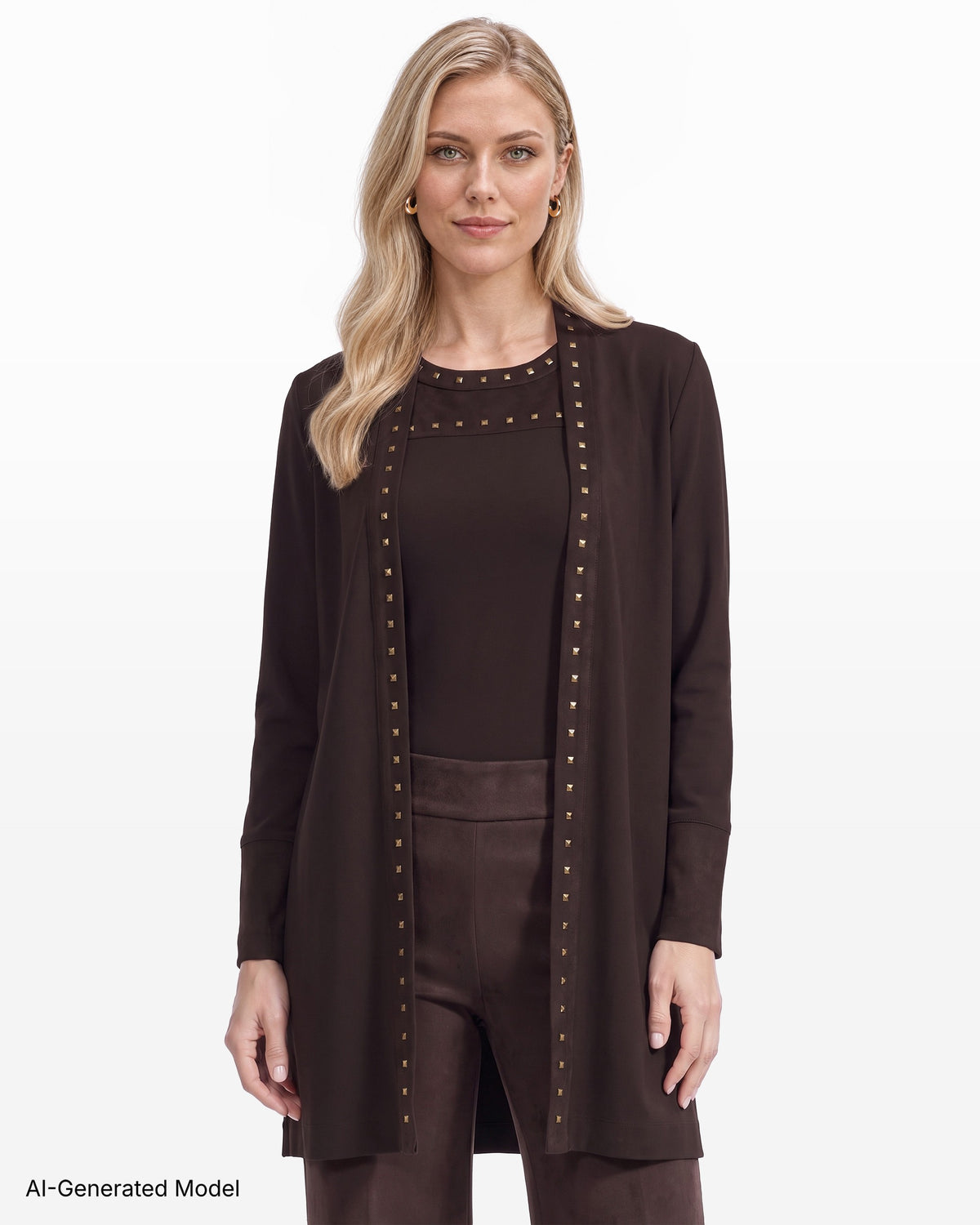 [SKU:12065913-5BJ] Long Sleeve Stud Cardigan