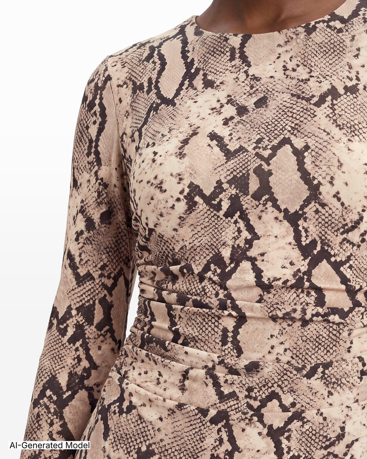 [SKU:12063455-6BZ] Snake Print Midi Dress