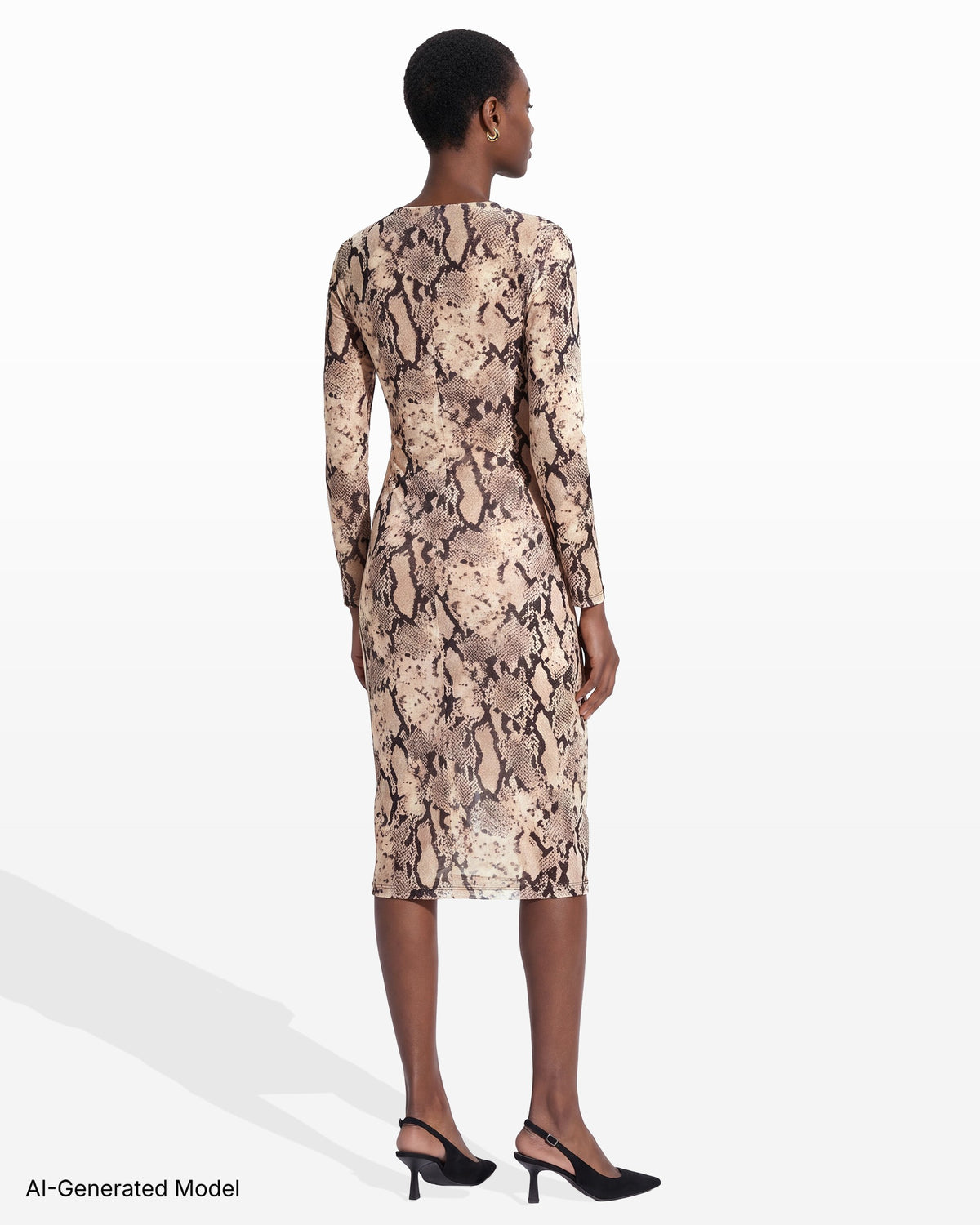 [SKU:12063455-6BZ] Snake Print Midi Dress